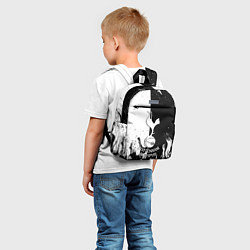 Детский рюкзак Тоттенхэм черно белый огонь, цвет: 3D-принт — фото 2