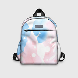 Детский рюкзак Розовые и голубые акварельные пятна на белом, AI, цвет: 3D-принт