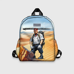 Детский рюкзак Дональд Трамп в пустыне с рэбом, цвет: 3D-принт