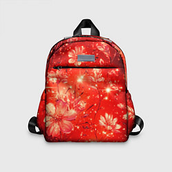Детский рюкзак Цветочный красный с искрами, цвет: 3D-принт