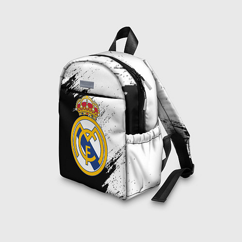 Детский рюкзак Real Madrid текстура штрихи / 3D-принт – фото 3