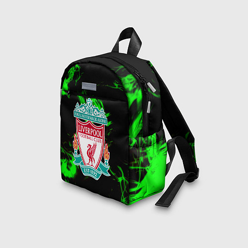 Детский рюкзак Liverpool зеленый огонь текстура / 3D-принт – фото 3