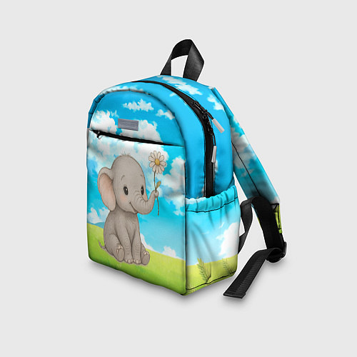 Детский рюкзак Слоненок с цветочком / 3D-принт – фото 3