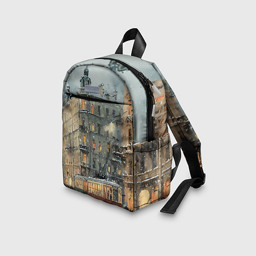 Детский рюкзак Трамваи в зимнем Санкт-Петербурге / 3D-принт – фото 3