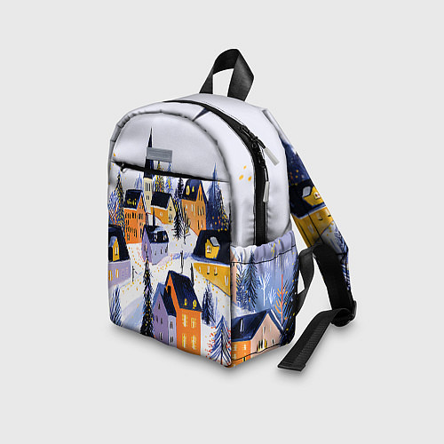 Детский рюкзак Новогодние домики на горе / 3D-принт – фото 3