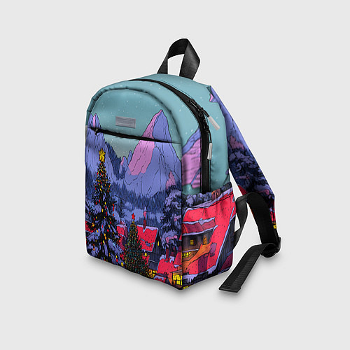 Детский рюкзак Новогодние елки в горном городке / 3D-принт – фото 3