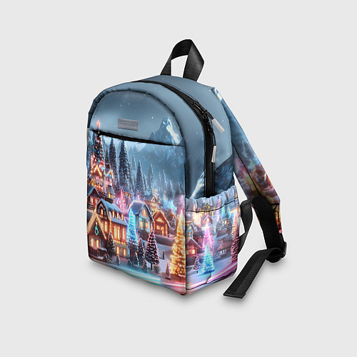 Детский рюкзак Городок в новогодних огоньках / 3D-принт – фото 3