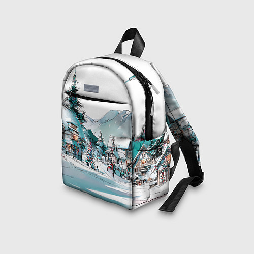 Детский рюкзак Дома и елки - Новый год / 3D-принт – фото 3