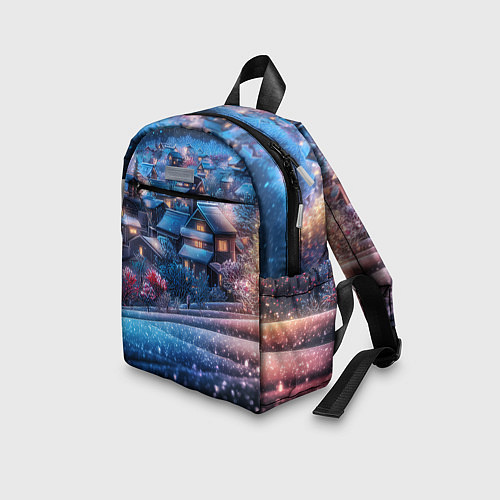 Детский рюкзак Новогодний двор в блестках / 3D-принт – фото 3