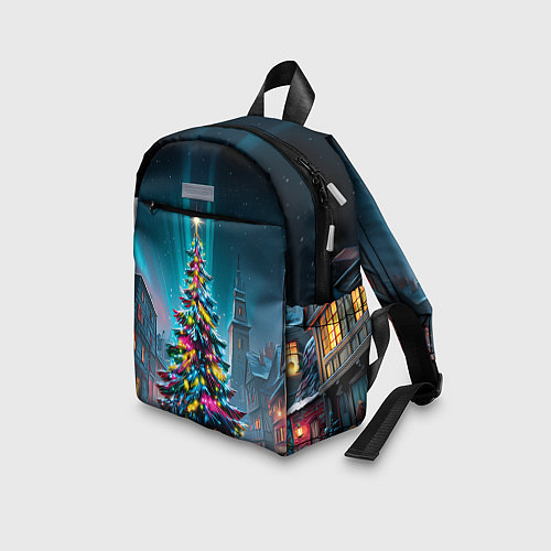 Детский рюкзак Новогодняя елка в гирляндах / 3D-принт – фото 3