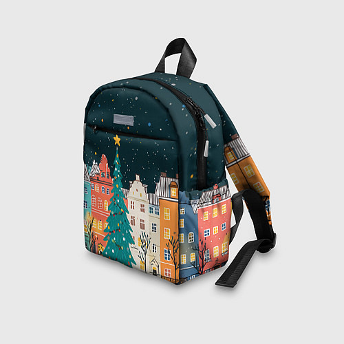 Детский рюкзак Новогодняя ночь в городе / 3D-принт – фото 3