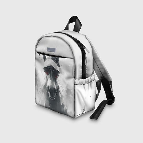 Детский рюкзак Черно-белый новогодний конь / 3D-принт – фото 3