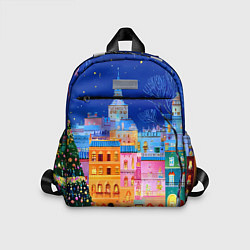 Детский рюкзак Разноцветные новогодние домики, цвет: 3D-принт