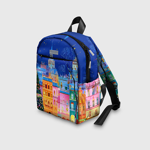Детский рюкзак Разноцветные новогодние домики / 3D-принт – фото 3