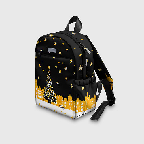 Детский рюкзак Новый год в черно-желтом стиле / 3D-принт – фото 3