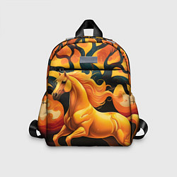Детский рюкзак Огненная лошадь на фоне древа, цвет: 3D-принт