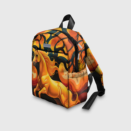 Детский рюкзак Огненная лошадь на фоне древа / 3D-принт – фото 3