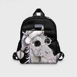 Детский рюкзак Новогодняя лошадь в круглых очках, цвет: 3D-принт