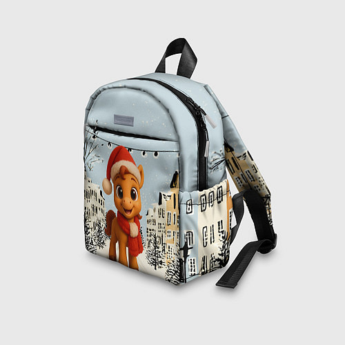 Детский рюкзак Милая новогодняя лошадка с шарфом / 3D-принт – фото 3