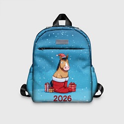 Детский рюкзак Лошадь в сапогах Санты, цвет: 3D-принт