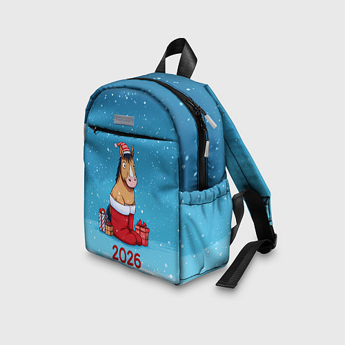 Детский рюкзак Лошадь в сапогах Санты / 3D-принт – фото 3