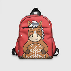 Детский рюкзак Новогодняя лошадка с печенькой, цвет: 3D-принт