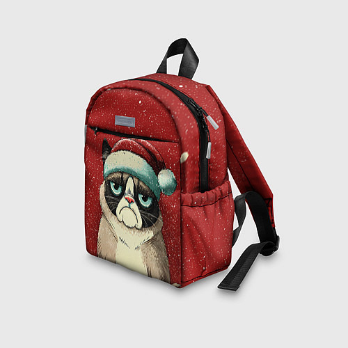Детский рюкзак Грустный Новогодний мем котик / 3D-принт – фото 3
