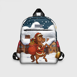 Детский рюкзак Новогодняя лошадка с мешком подарков, цвет: 3D-принт