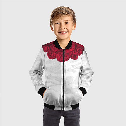 Детский бомбер Roses White / 3D-Черный – фото 3
