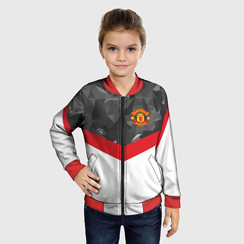 Детский бомбер Man United FC: Grey Polygons / 3D-Красный – фото 4