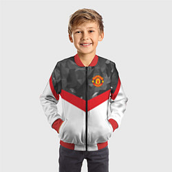 Бомбер детский Man United FC: Grey Polygons, цвет: 3D-красный — фото 2