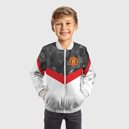 Детский бомбер Man United FC: Grey Polygons / 3D-Белый – фото 3