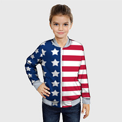Бомбер детский USA Flag, цвет: 3D-серый — фото 2