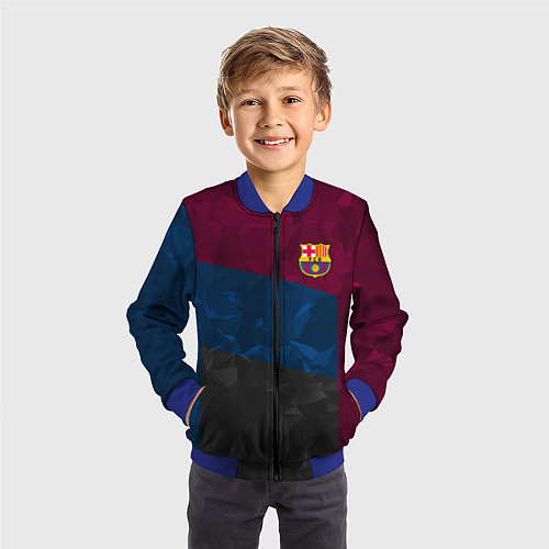 Детский бомбер FC Barcelona: Dark polygons / 3D-Синий – фото 3