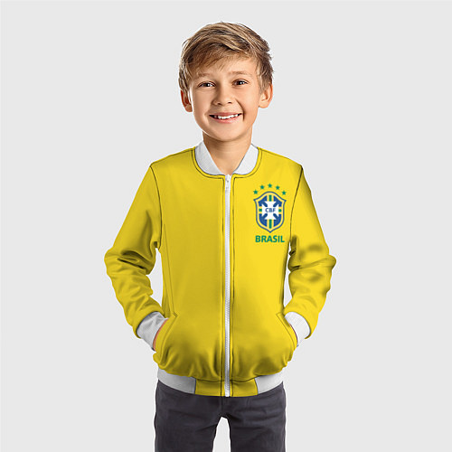 Детский бомбер Сборная Бразилии / 3D-Белый – фото 3