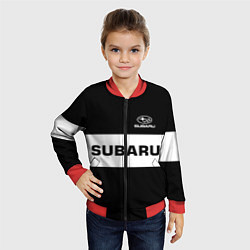 Бомбер детский Subaru: Black Sport, цвет: 3D-красный — фото 2