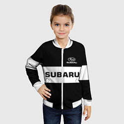 Бомбер детский Subaru: Black Sport, цвет: 3D-белый — фото 2