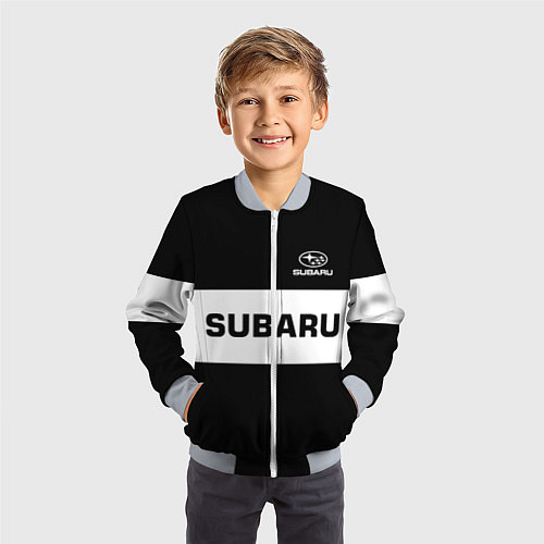 Детский бомбер Subaru: Black Sport / 3D-Серый – фото 3