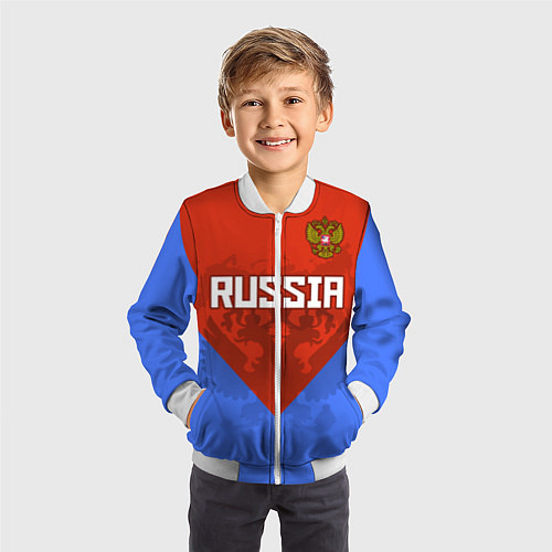Детский бомбер Russia Red & Blue / 3D-Белый – фото 3