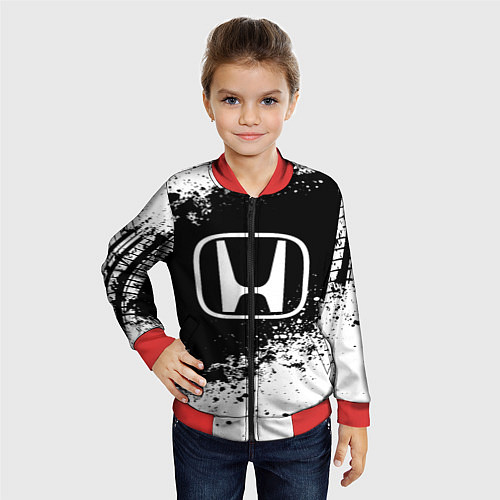 Детский бомбер Honda: Black Spray / 3D-Красный – фото 4