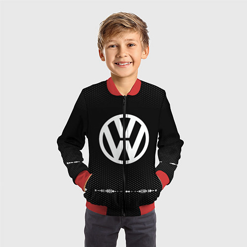 Детский бомбер Volkswagen: Black Abstract / 3D-Красный – фото 3