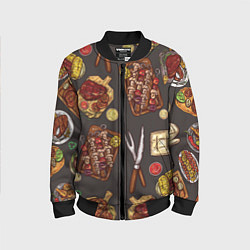 Бомбер детский Шашлычное раздолье, цвет: 3D-черный