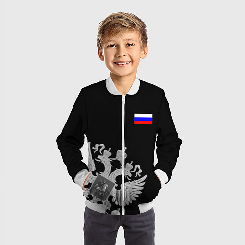 Детский бомбер Russia: Black Collection / 3D-Белый – фото 3