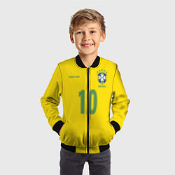 Бомбер детский Сборная Бразилии: Роналдиньо 10, цвет: 3D-черный — фото 2