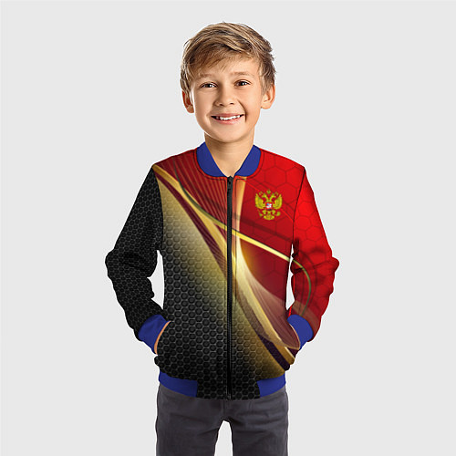 Детский бомбер RUSSIA SPORT: Gold Collection / 3D-Синий – фото 3