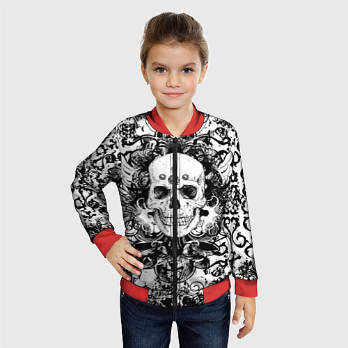 Детский бомбер Grunge Skull / 3D-Красный – фото 4