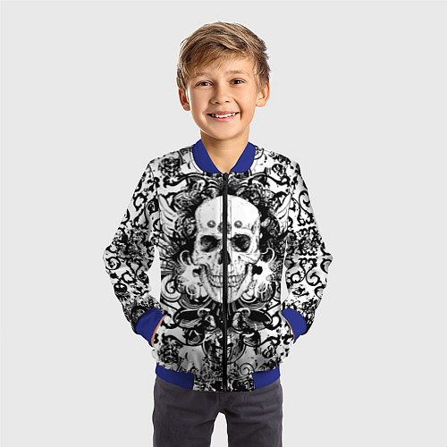 Детский бомбер Grunge Skull / 3D-Синий – фото 3