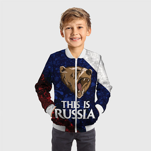 Детский бомбер Russia: Roaring Bear / 3D-Белый – фото 3