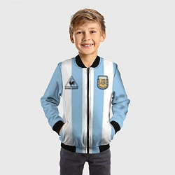 Бомбер детский Марадона Аргентина ретро, цвет: 3D-черный — фото 2