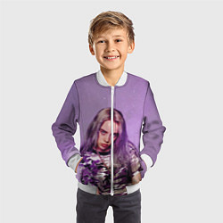 Бомбер детский Billie Eilish: Violet Fashion, цвет: 3D-белый — фото 2